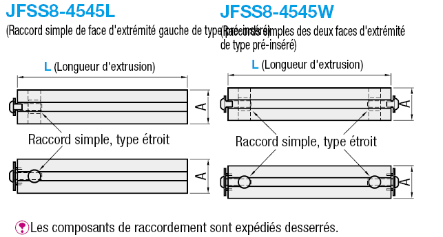 Profilés alu avec raccords intégrés/Raccord simple - Série 8-45:Affichage d'image associés