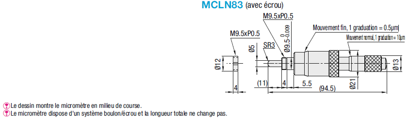 Précision - Tête de micromètre numérique normale/fine (course ±6.5mm):Affichage d'image associés