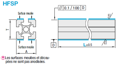 Série 6 - Rectangle, surfaçage parallèle, 90x30mm, 30x90mm, fente largeur 8mm:Affichage d'image associés