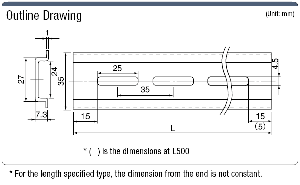 DIN Rail (Aluminum Model) Mounting Holes, 4.5 x 25 Long Hole:Related Image
