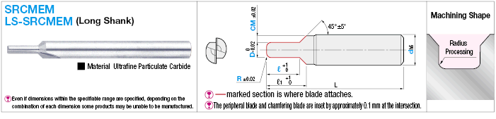 Carbide Straight Blade Radius End Mill, 2-Flute, with Chamfering Blade:Related Image