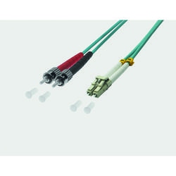 Câble de brassage duplex à fibre optique LC / ST 50 / 125µ OM3 - aqua