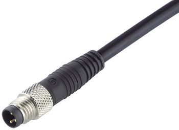 Connecteur de câble mâle, surmoulé, type à vis, M8x1, avec bague filetée  moulée hexagonale, PUR de BINDER