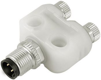 Double distributeur, LED, connecteur mâle M12x1 - 2 connecteurs femelles M8x1
