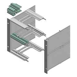 Interzoll, Doubles profilés à clipser, alu anodisé coloris nature, pour diviser un bac à cartes 6 U en 2 x 3 U, clipsables dans PSD ou PBD