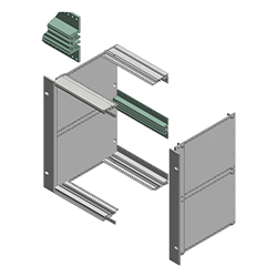 Interzoll, Doubles profilés arrière, alu anodisé coloris nature, pour connecteurs selon DIN EN 60603-2