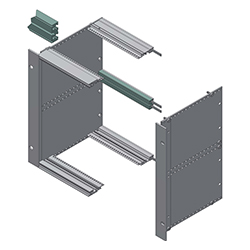 Interzoll, Doubles profilés BUS pour bac à cartes 6 U, alu anodisé coloris nature, pour la fixation des platines BUS