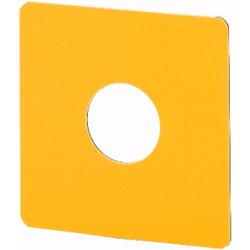 Étiquette, arrêt d'urgence, HxL=50 × 50 mm, jaune, avec inscription non standard