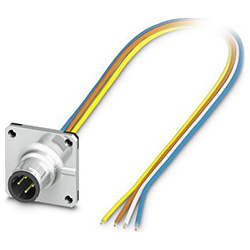 Connecteur encastré SACC-SQ, fiche, M12, codage D, avec 0.5m de fil de Litz TPE