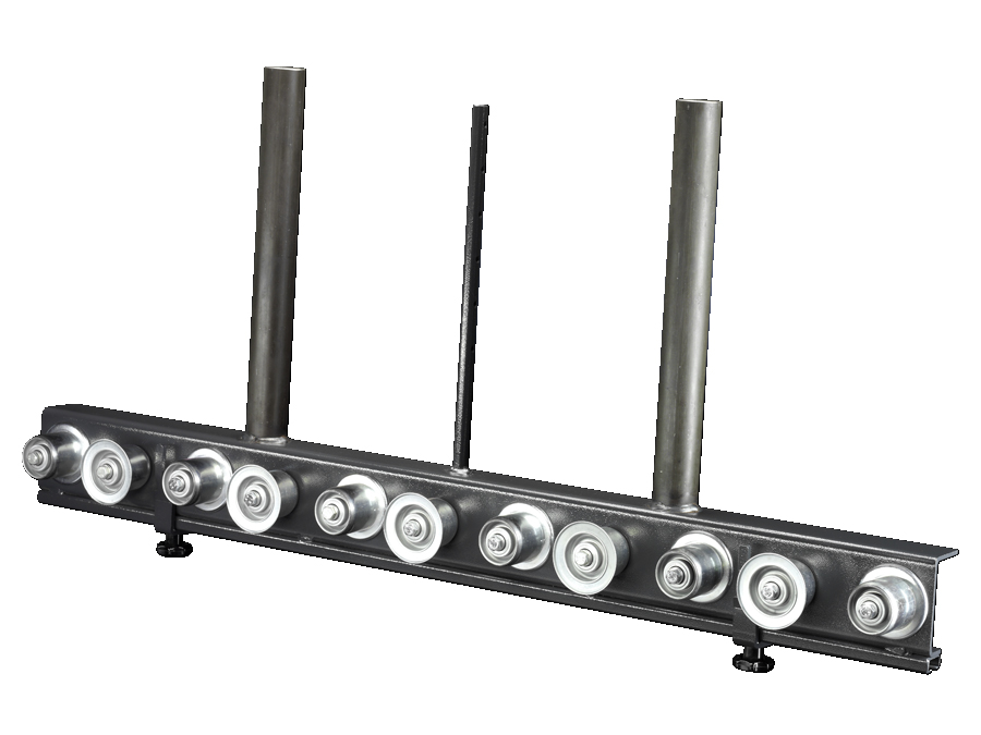 Roller conveyor for assembly frame