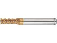 AS Coated Powdered High-Speed Steel Square End Mill, 4-Flute, 50° Spiral, Short, with Nicked Peripheral Cutting Edge ASPM-NHEM4S8