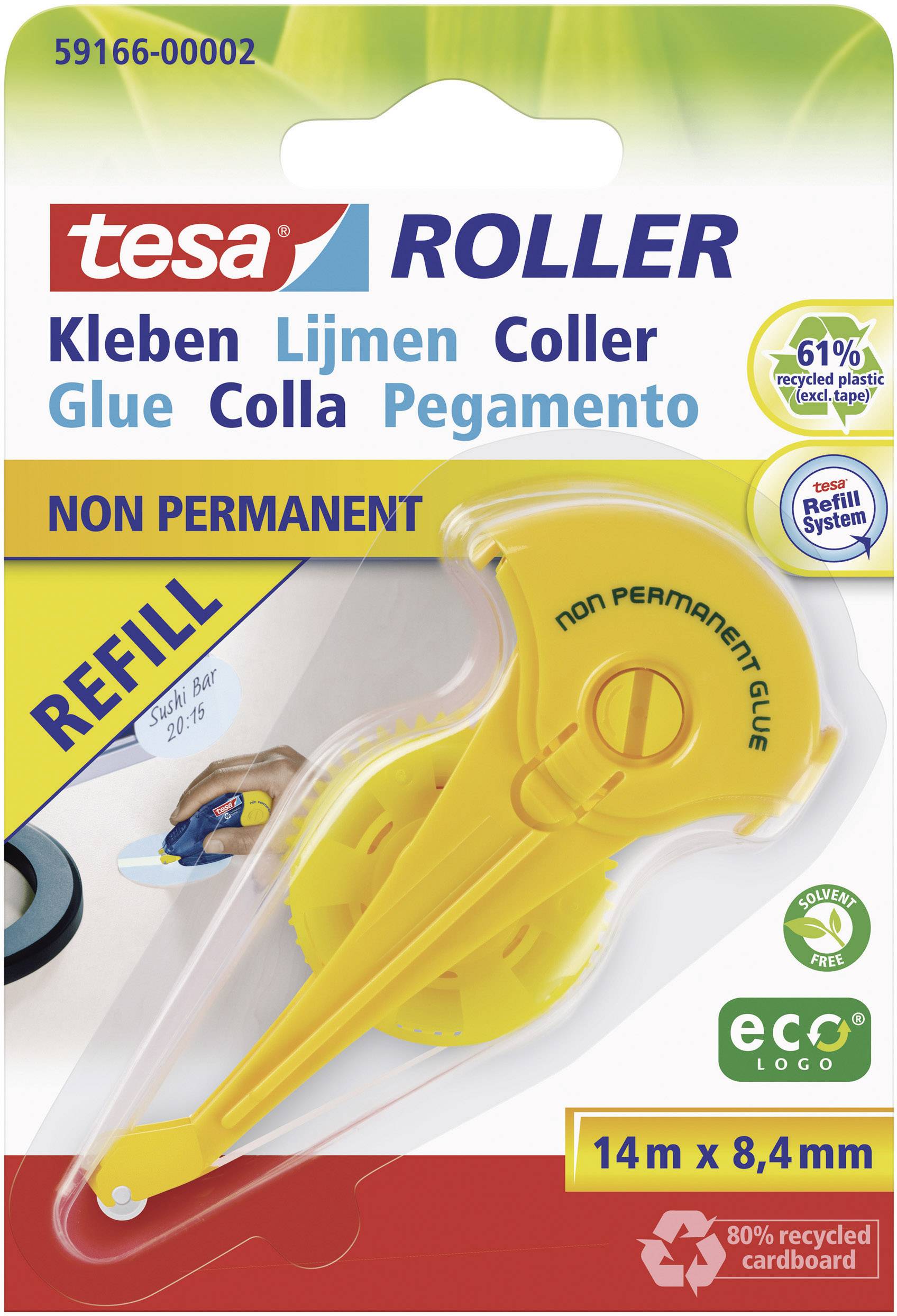 Tesa cylindre/rouleau encollage non permanent Ecologo recharge