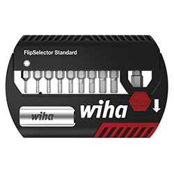 Wiha Coffret d'embouts FlipSelector Standard 25 mm Six pans, 11 pcs, 1/4" C6,3 avec clip attache-ceinture