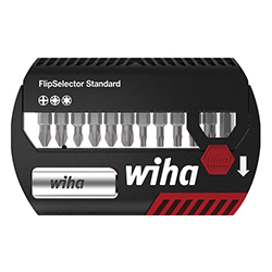 Wiha Coffret d'embouts FlipSelector Standard 25 mm Phillips, Pozidriv, TORX® 13 pcs, 1/4" C6,3 avec clip attache-ceinture