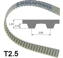 Courroie crantée / Megapower / T#, AT#, MXL, XL, L, H / PUR / fibre de verre, acier / MEGADYNE  17 T2,5/600