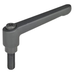 Adjustable hand levers, Zinc die casting, with threaded stud steel 300-63-M8-40-SW