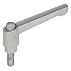 Adjustable Stainless Steel-Hand levers, threaded stud 300.5-63-M6-40-AS