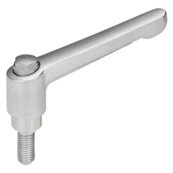 Adjustable Stainless Steel-Hand levers, threaded stud, electropolished 300.6-78-M10-63-IS