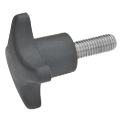 Hand knobs, Plastic, with Threaded bolt, Stainless Steel 6335.5-ST-50-M10-25