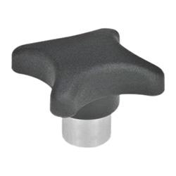 Hand knobs, Technopolymer, with protruding Stainless Steel bushing