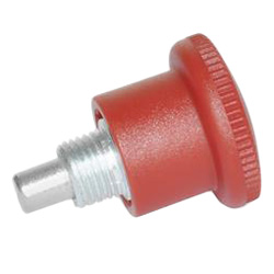 Mini indexing plungers, covered indexing mechanism, with red knob 822-7-C-NI-RT