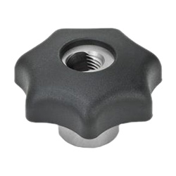 Quick release star knobs, Plastic, bushing, Stainless Steel 6336.3-63-M12-NI