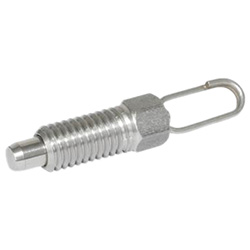 Stainless Steel-Indexing plungers, with lifting ring / with wire loop, without r 717-10-M16X1,5-AK-NI