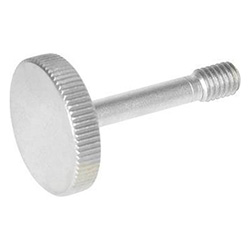 Stainless Steel-Knurled screws with recessed stud for loss prevention 653.2-M8-34-NI
