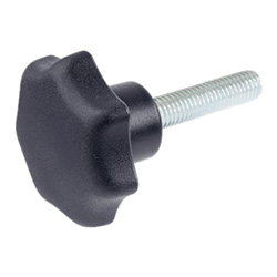 Star knobs, plastic, with threaded bolt steel 6336.4-SK-80-M16-60