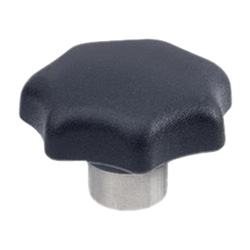 Star knobs, Technopolymer, with protruding Stainless Steel bushing 6336.2-80-M16-E-NI