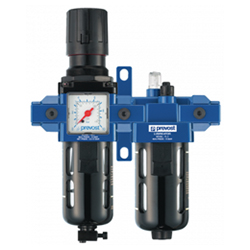 ALTO 2 - Filtre régulateur lubrificateur 2 blocs avec manomètre, fixation et connexions rapides