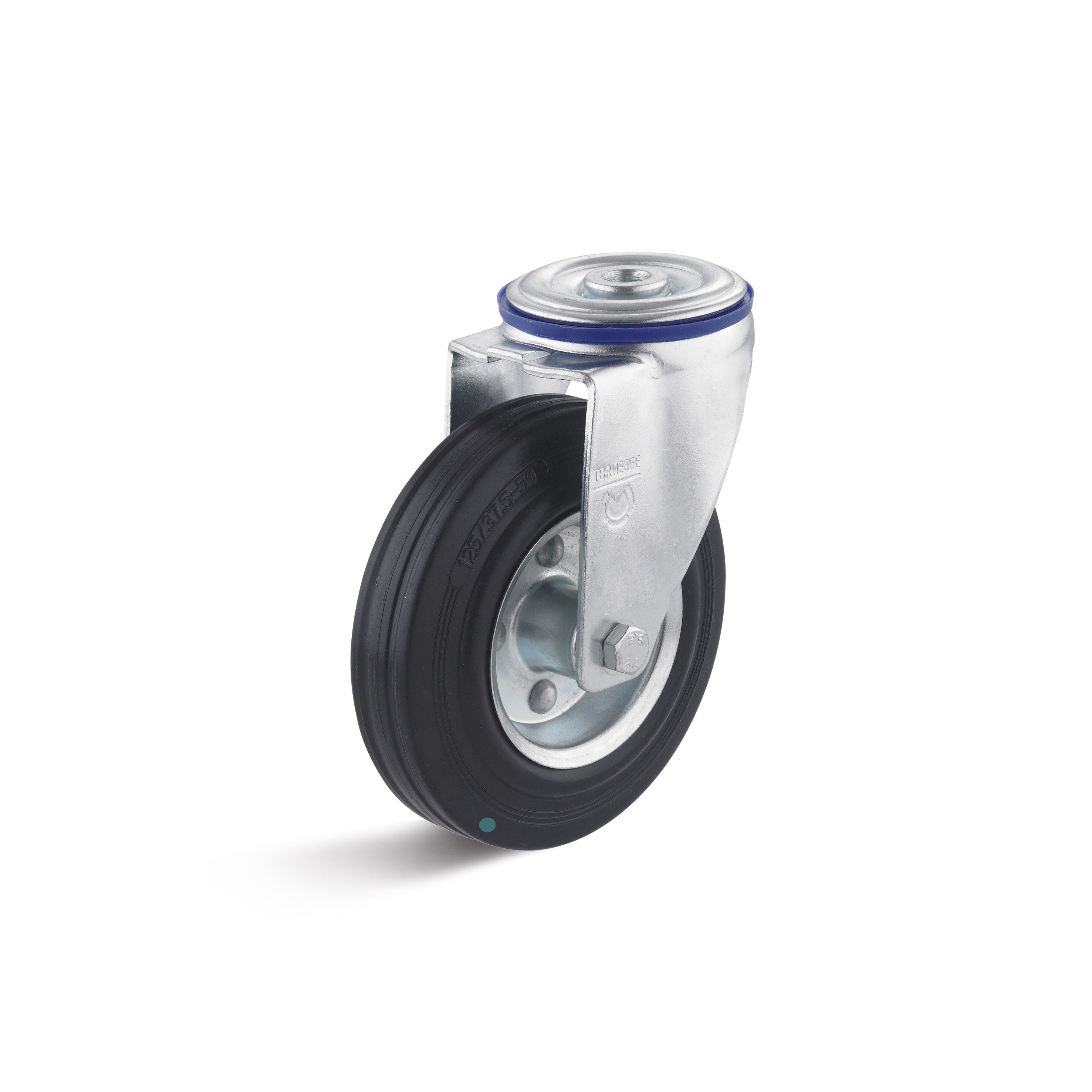 Swivel castor with back hole and solid rubber wheel