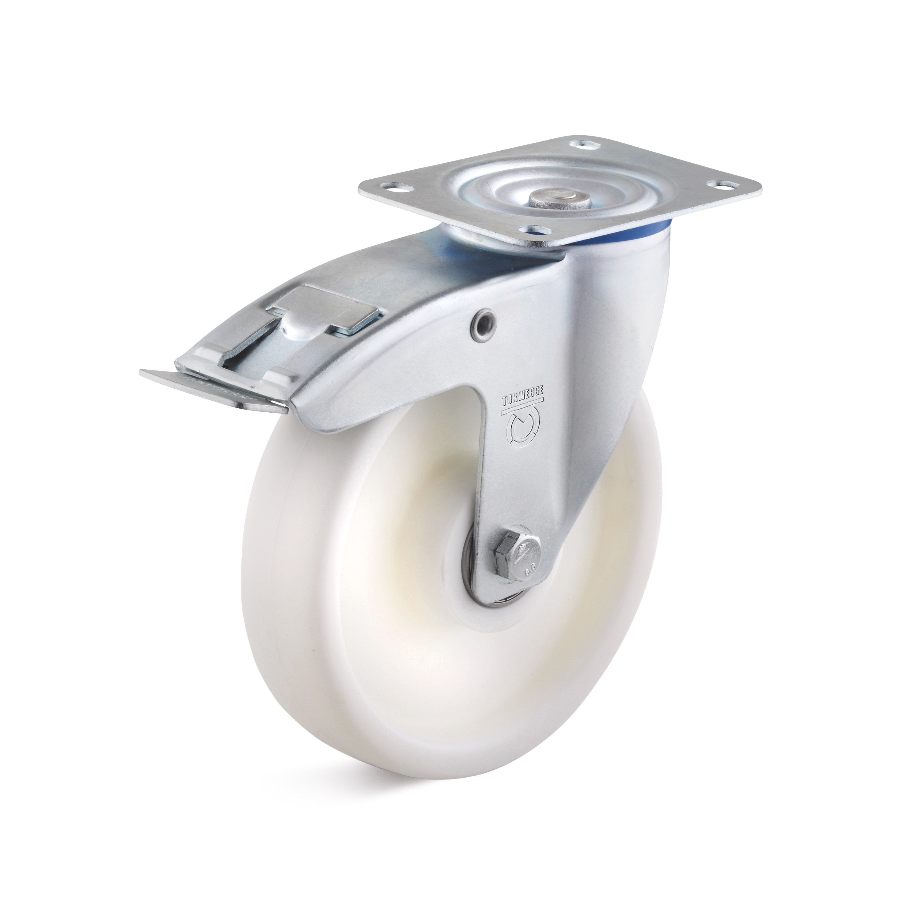 Swivel castor with double stop in the flow and polypropylene wheel