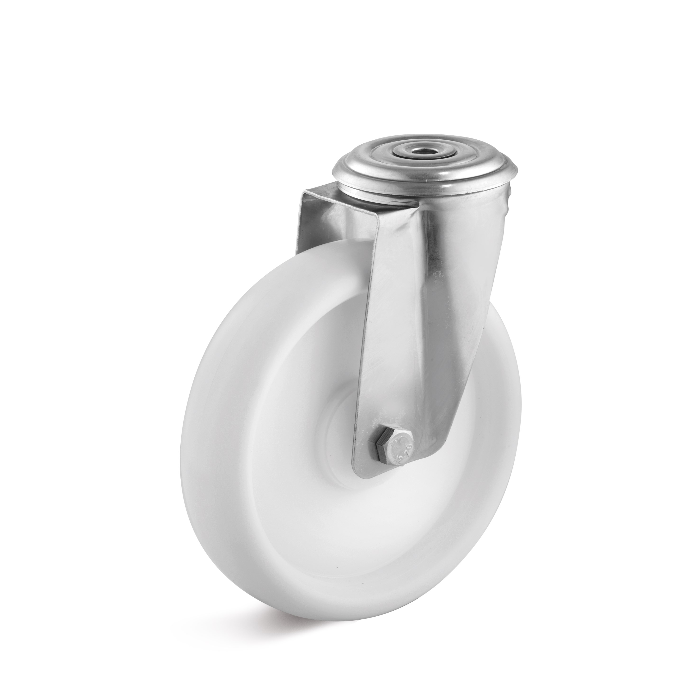 Stainless steel swivel castor with back hole and polypropylene wheel L-IV-PPBL-160-K-1