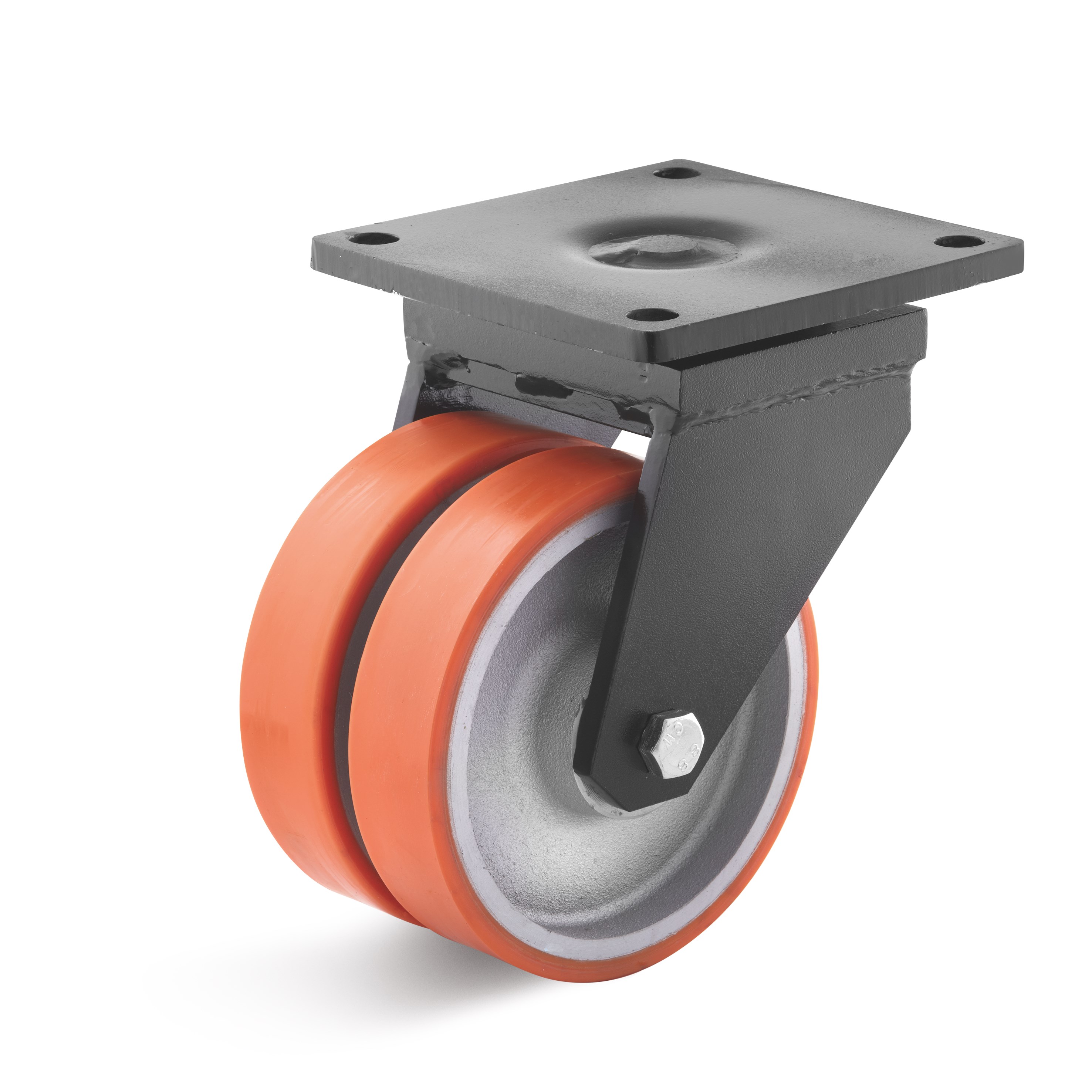 Double heavy duty swivel castor with polyurethane wheel