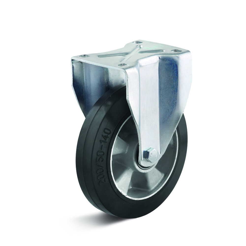 Fixed caster with elastic wheel, alloy rim with ball bearing B-IHB-EGA-100-K-3