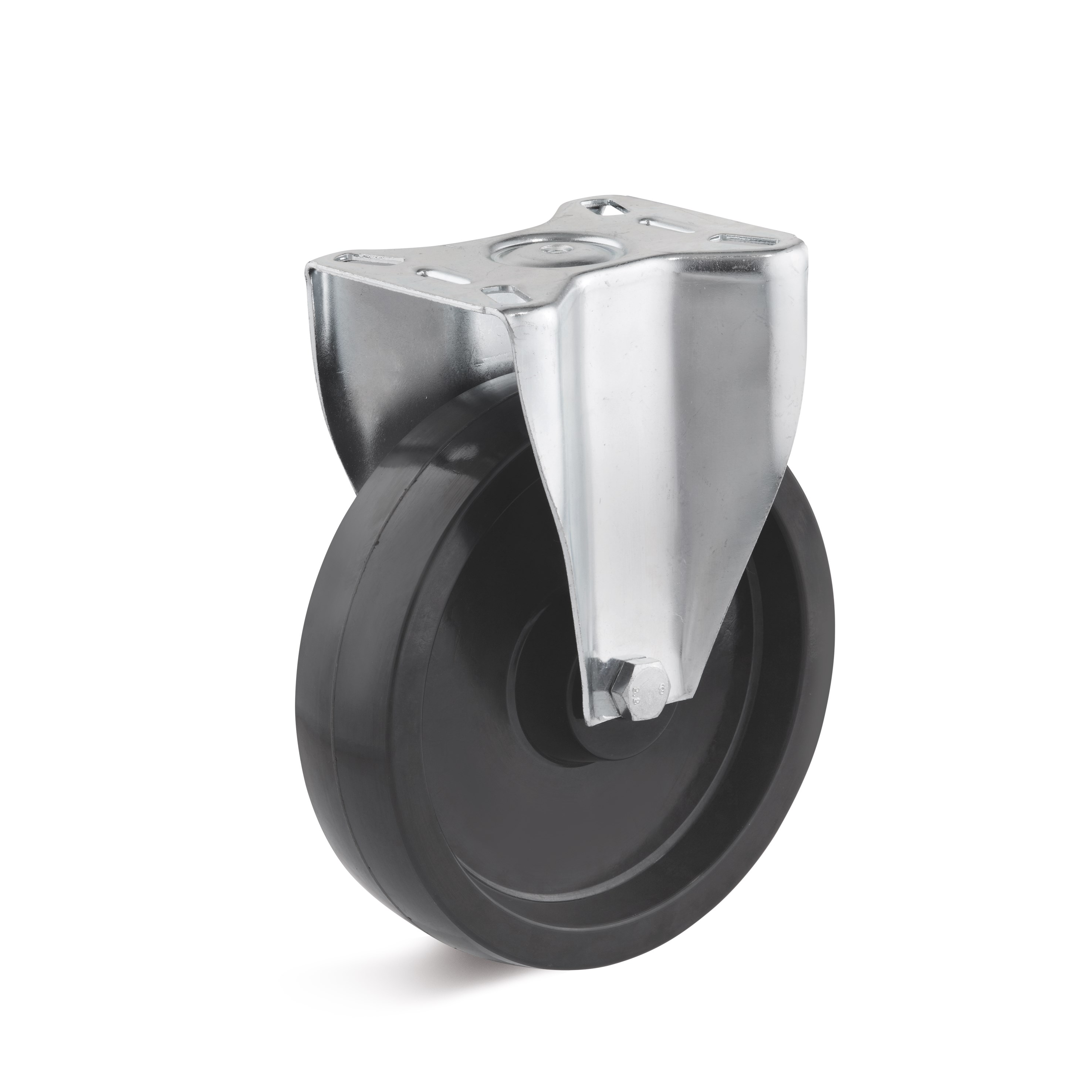 Fixed caster with heat-resistant plastic wheel