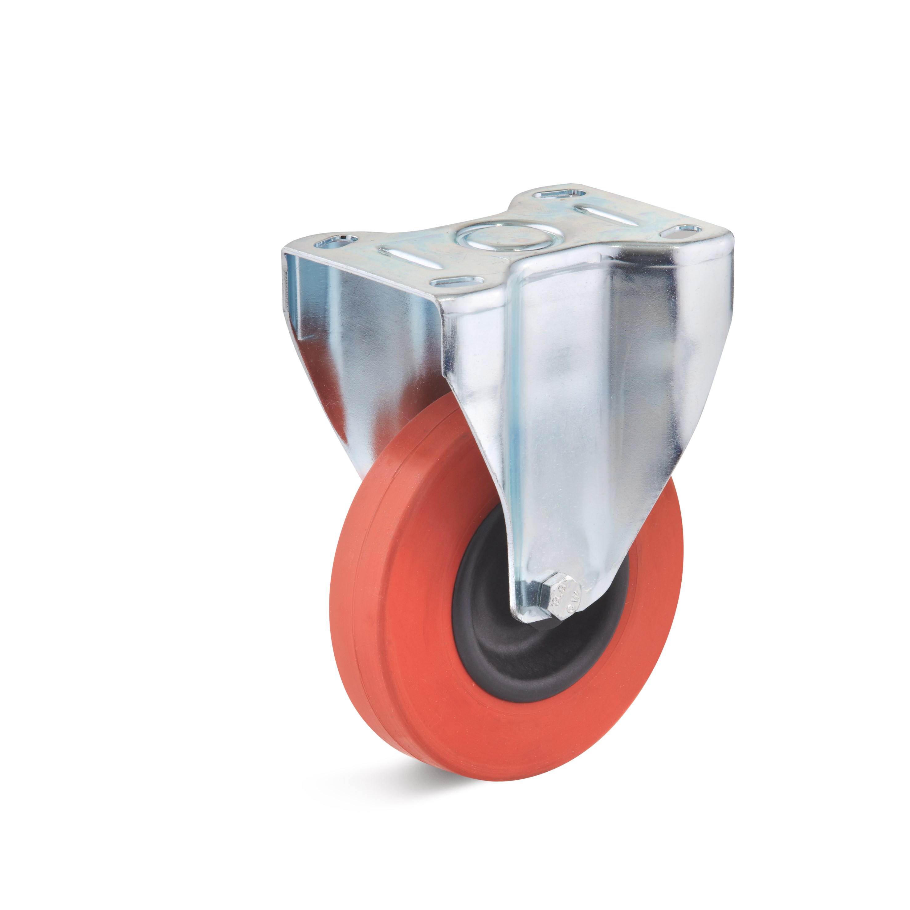 Fixed castor with heat-resistant rubber wheel B-IT-HGK-100-G-ROT