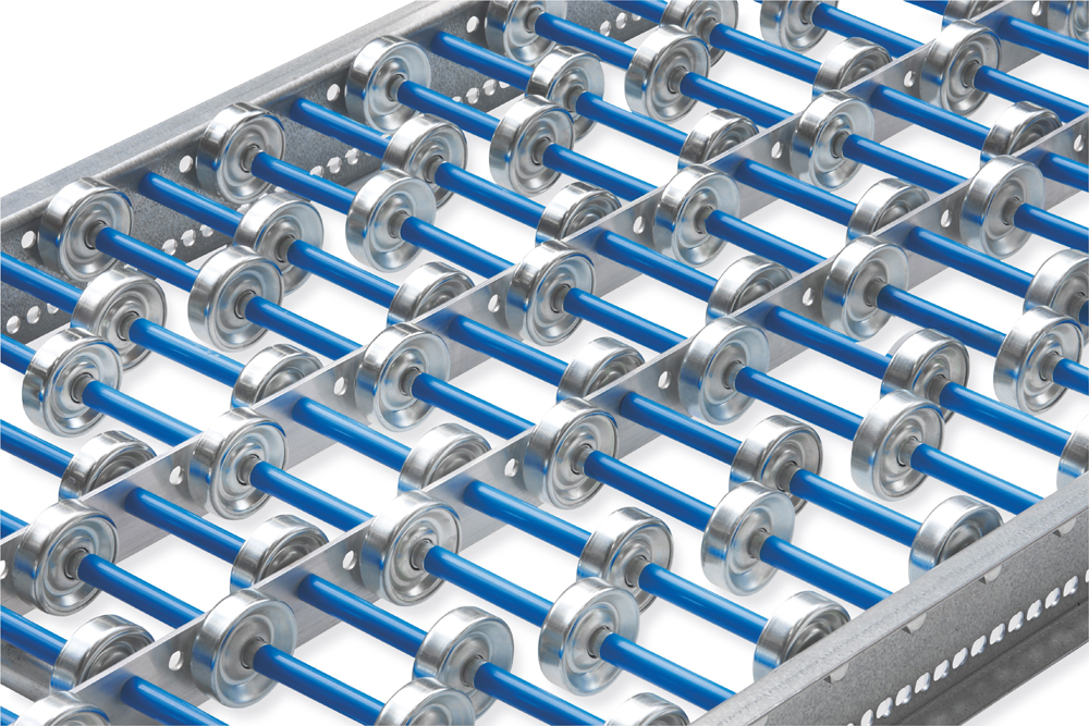 Roller conveyor with steel rollers