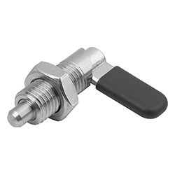 Doigt indexage verrouillable, forme D douille fileté/écrou/capu, acier inox. (03099)