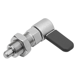 Doigt indexage verrouillable, à guidage interne, forme D avec bouchon avec contre-écrou, acier inox. (03099)