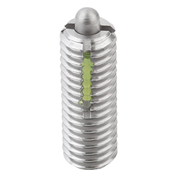 Poussoir à ressort ressort renforcé, avec frein-filet acier inox., Comp:Tige filetée en inox (03056)