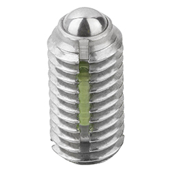 Poussoir à ressort ressort renforcé, avec frein-filet acier inox., Comp:Bille en inox (03011)