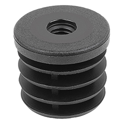 Bouchon à insert taraudé, polyamide, noir, pour tube rond (27836)