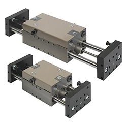 Module lineaire pneumatique 2 guidages cylindriques, aluminium (20000)