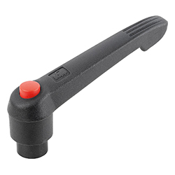 Manette indexable à bouton pression avec taraudage, plastique, pouces (06600)