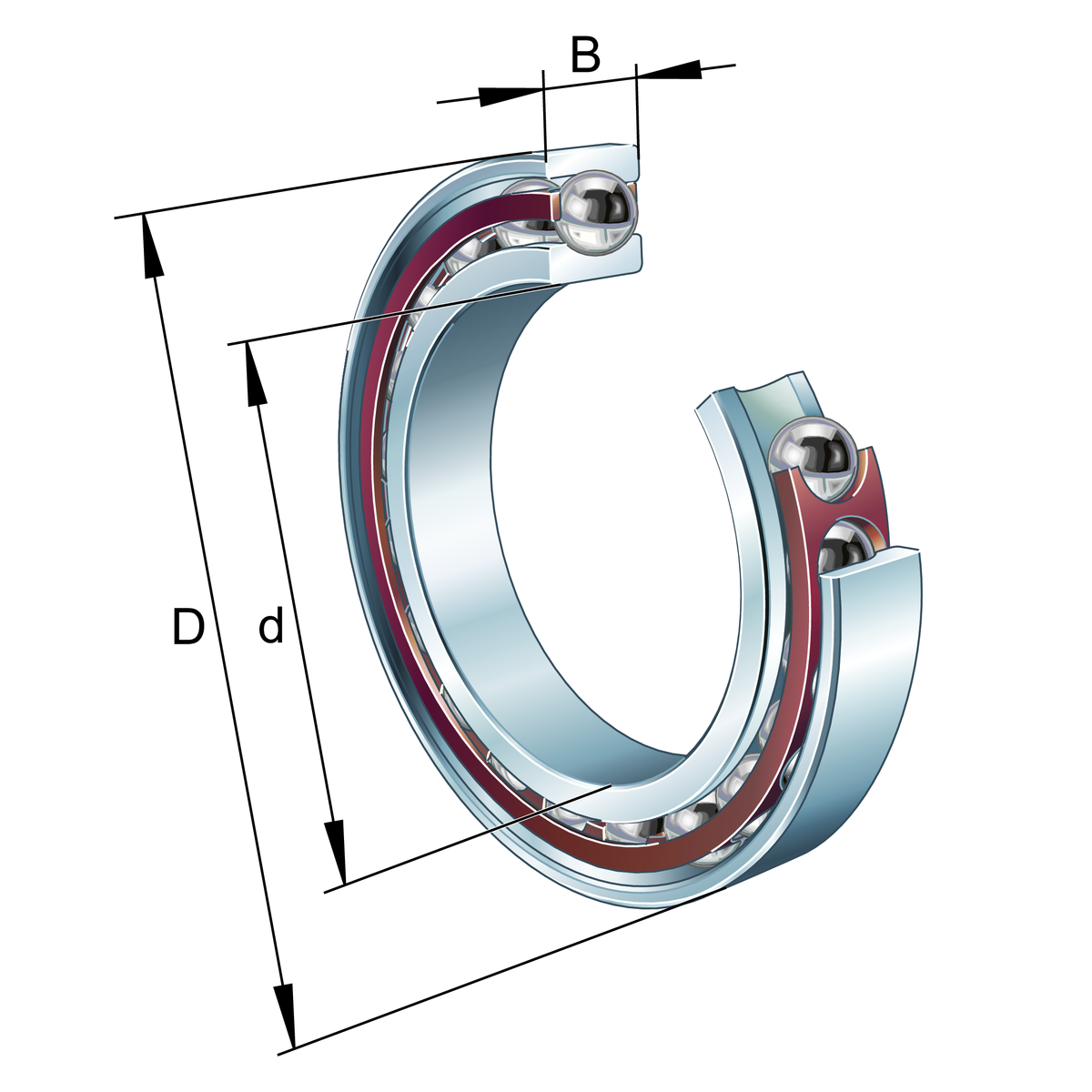 Roulements de broche B719..-E, réglés, par paire ou par jeu, angle de contact α = 25°, tolérances réduites