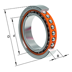 Roulements de broche grande vitesse HCM719..-E-T-P4S-XL, réglés, par paire ou par jeu, angle de contact α = 25°, tolérances réduites