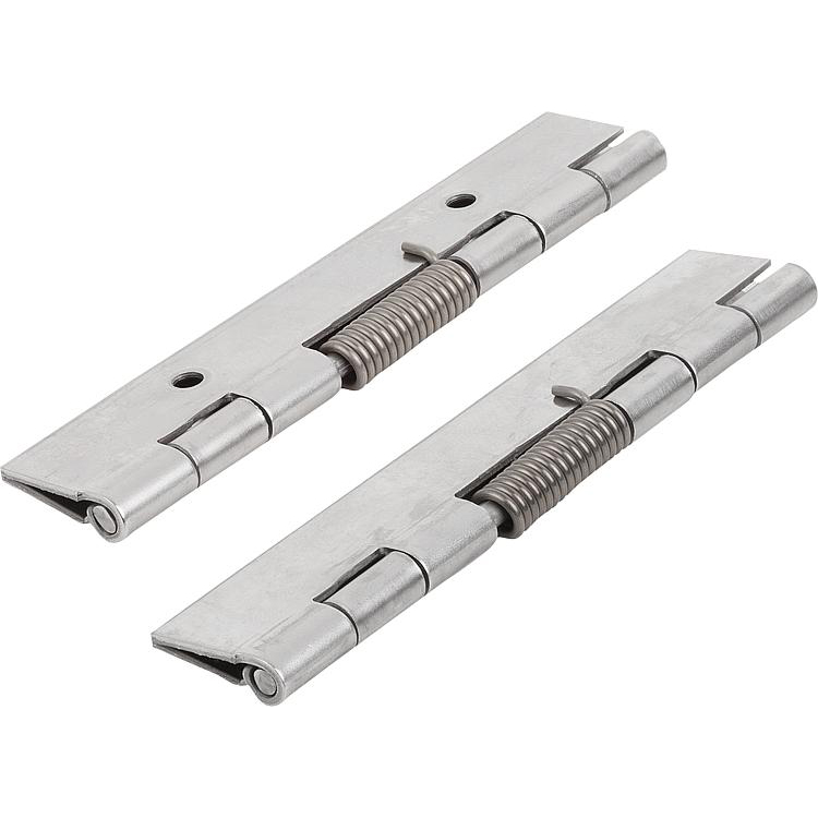 Charnières à ressort en acier, Inox ou aluminium 120 mm, fermeture à ressort (K1175)