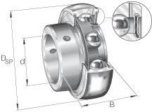 Roulement-insert INA à bague extérieure convexe, fixation par vis de serrage et joint en P de chaque côté 0008749300000